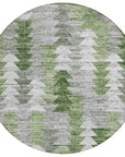 Angled Checks Green Washable Indoor-Outdoor Rug