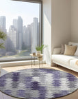 Angled Checks Purple Washable Indoor-Outdoor Rug
