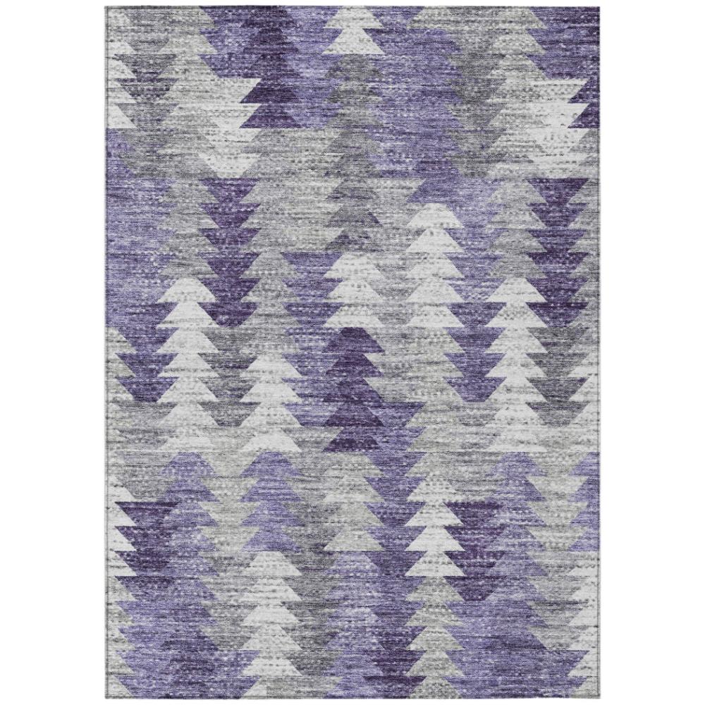 Addison Rugs Angled Checks Purple Washable Indoor-Outdoor Rug