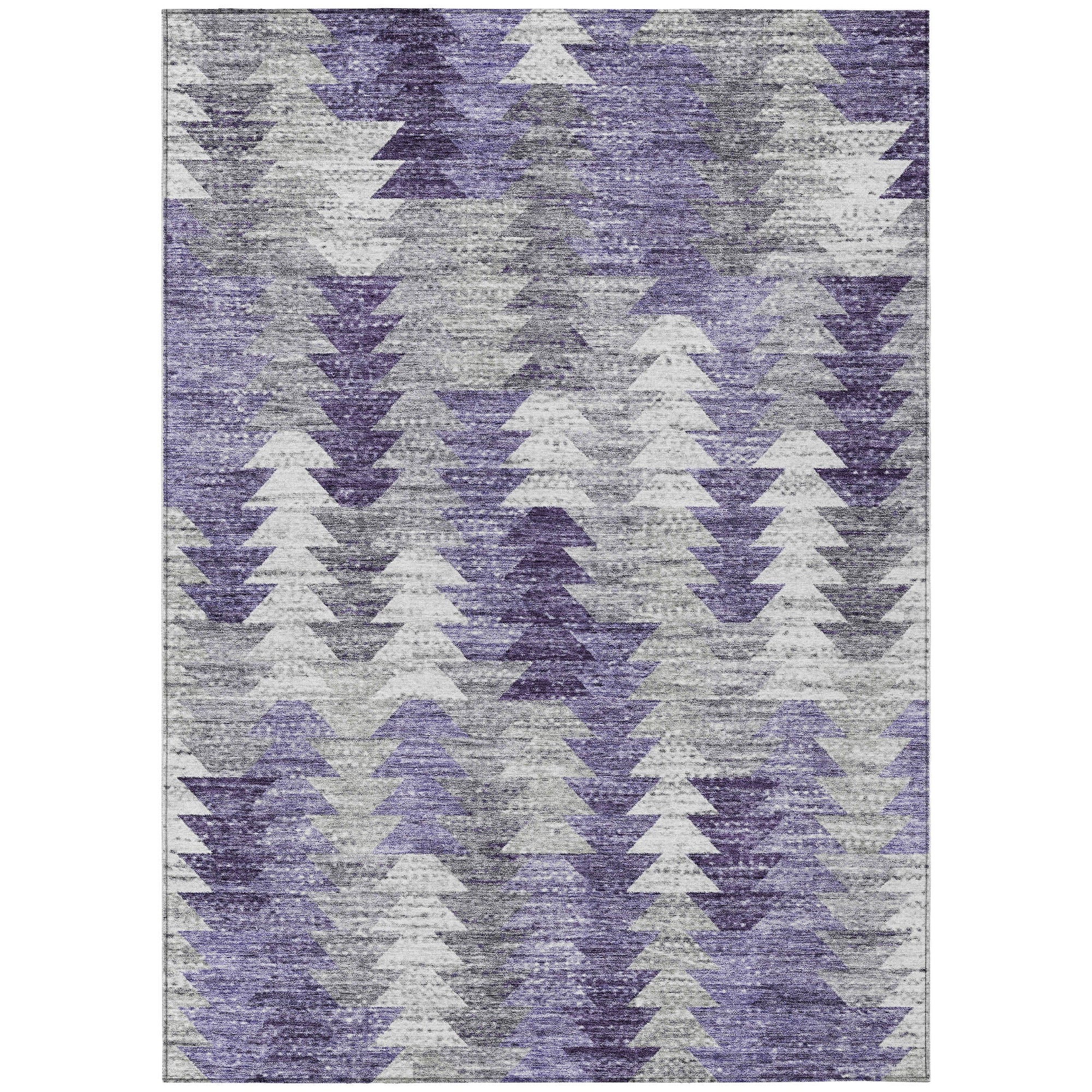 Addison Rugs Angled Checks Purple Washable Indoor-Outdoor Rug