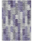 Angled Checks Purple Washable Indoor-Outdoor Rug