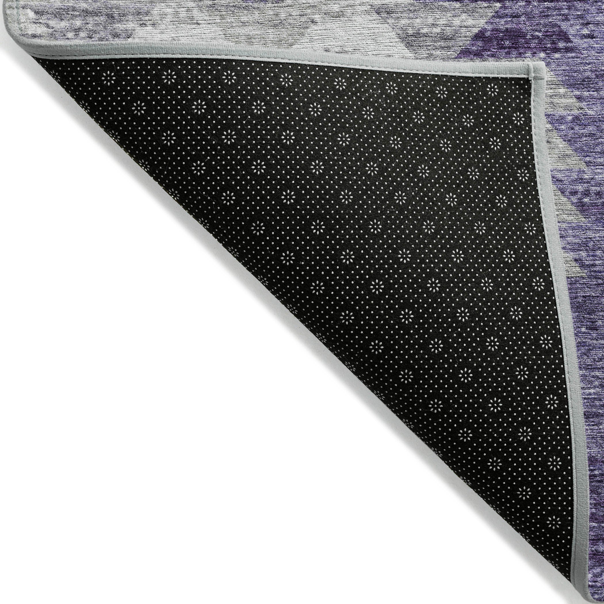 Angled Checks Purple Washable Indoor-Outdoor Rug