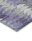 Angled Checks Purple Washable Indoor-Outdoor Rug