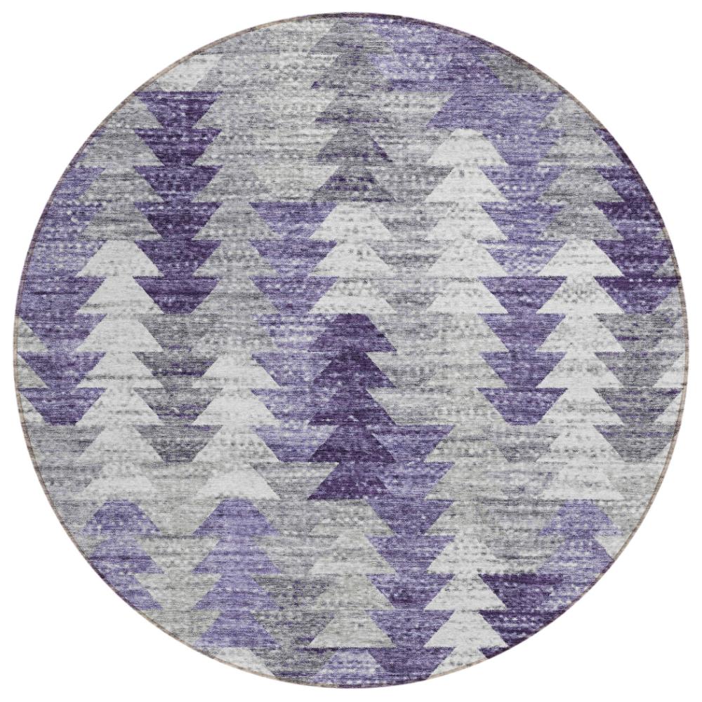 Addison Rugs Angled Checks Purple Washable Indoor-Outdoor Rug
