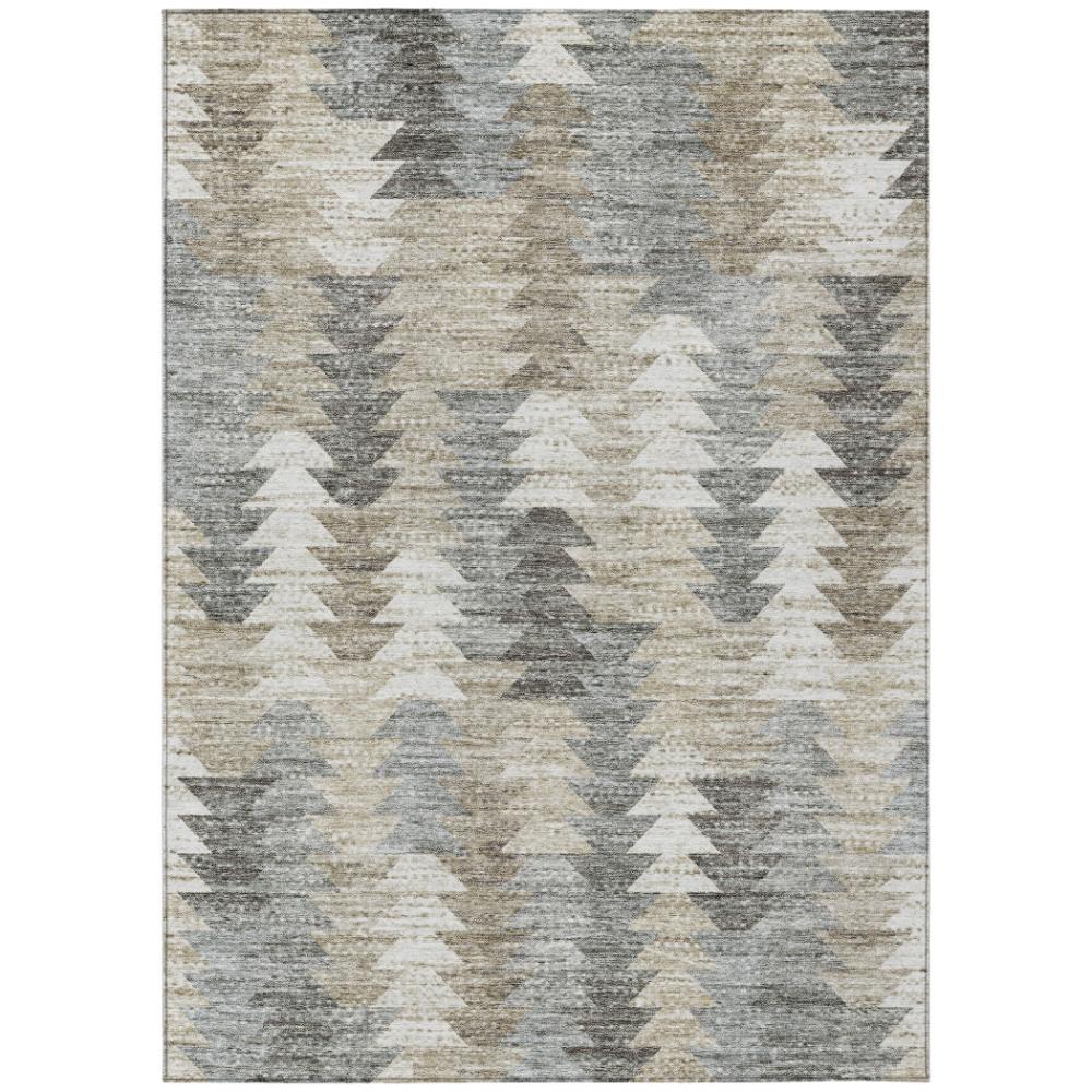 Addison Rugs Angled Checks Taupe Washable Indoor-Outdoor Rug