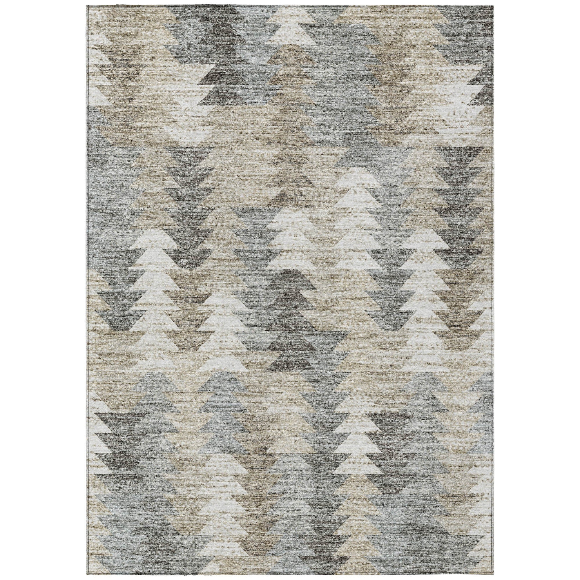 Addison Rugs Angled Checks Taupe Washable Indoor-Outdoor Rug