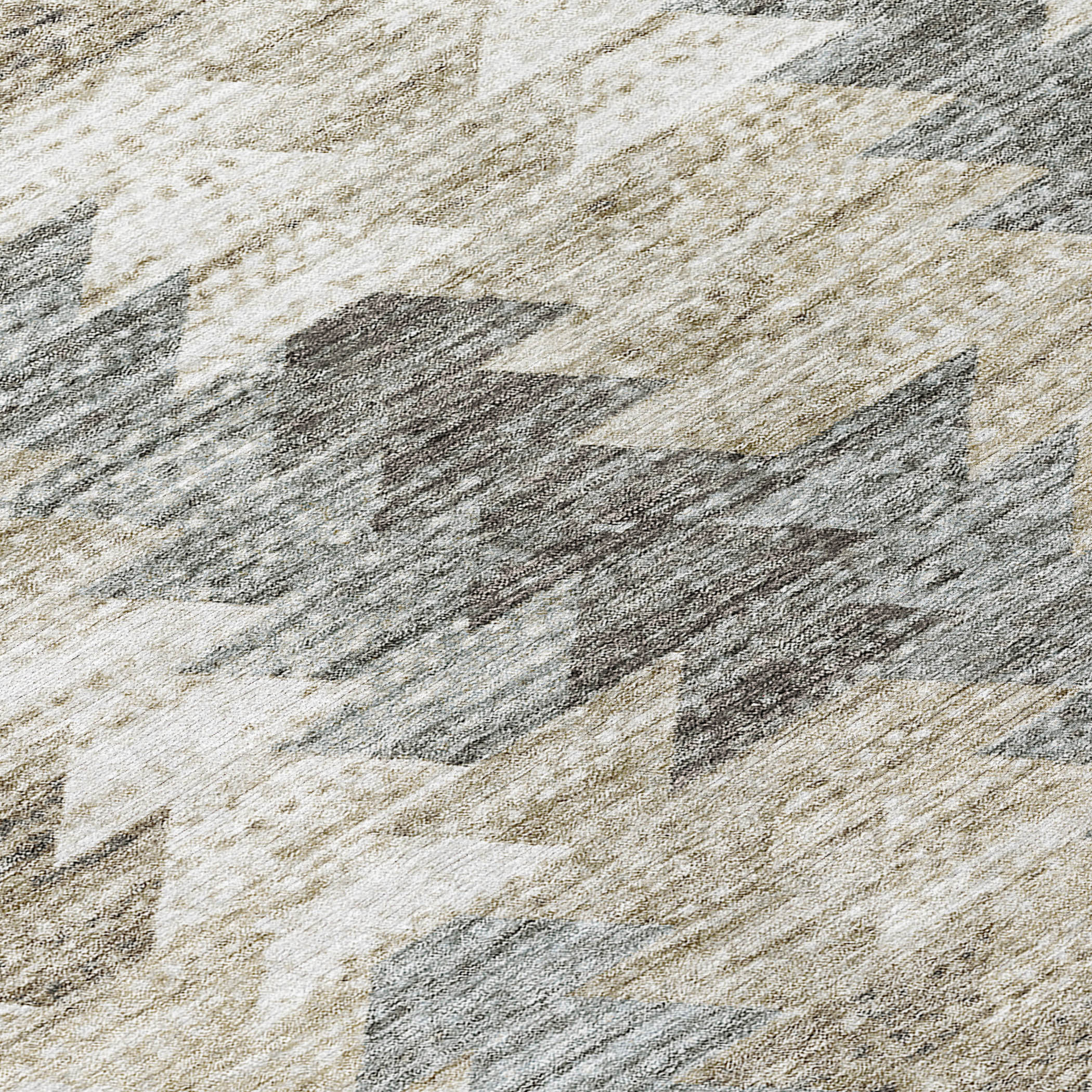 Angled Checks Taupe Washable Indoor-Outdoor Rug