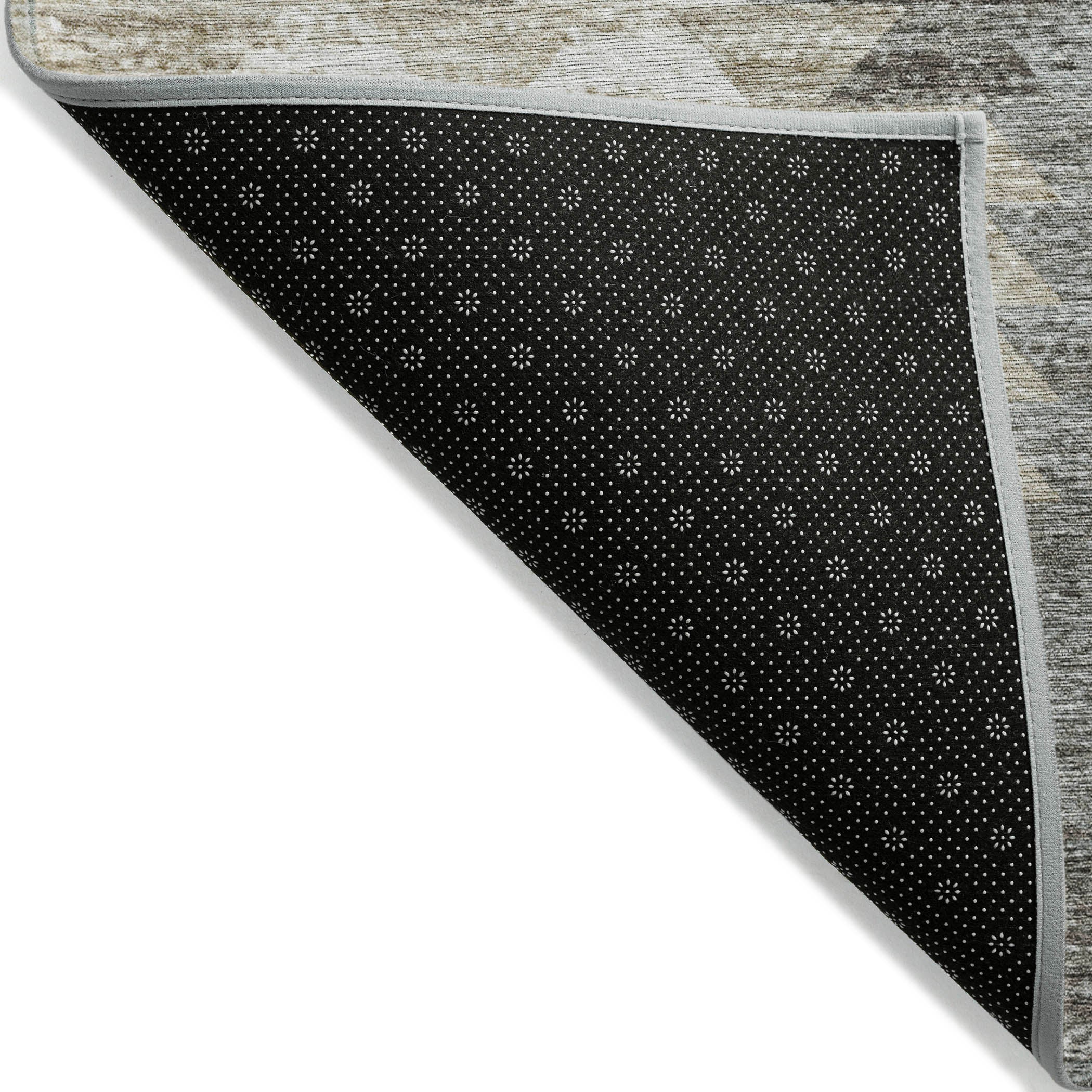 Angled Checks Taupe Washable Indoor-Outdoor Rug