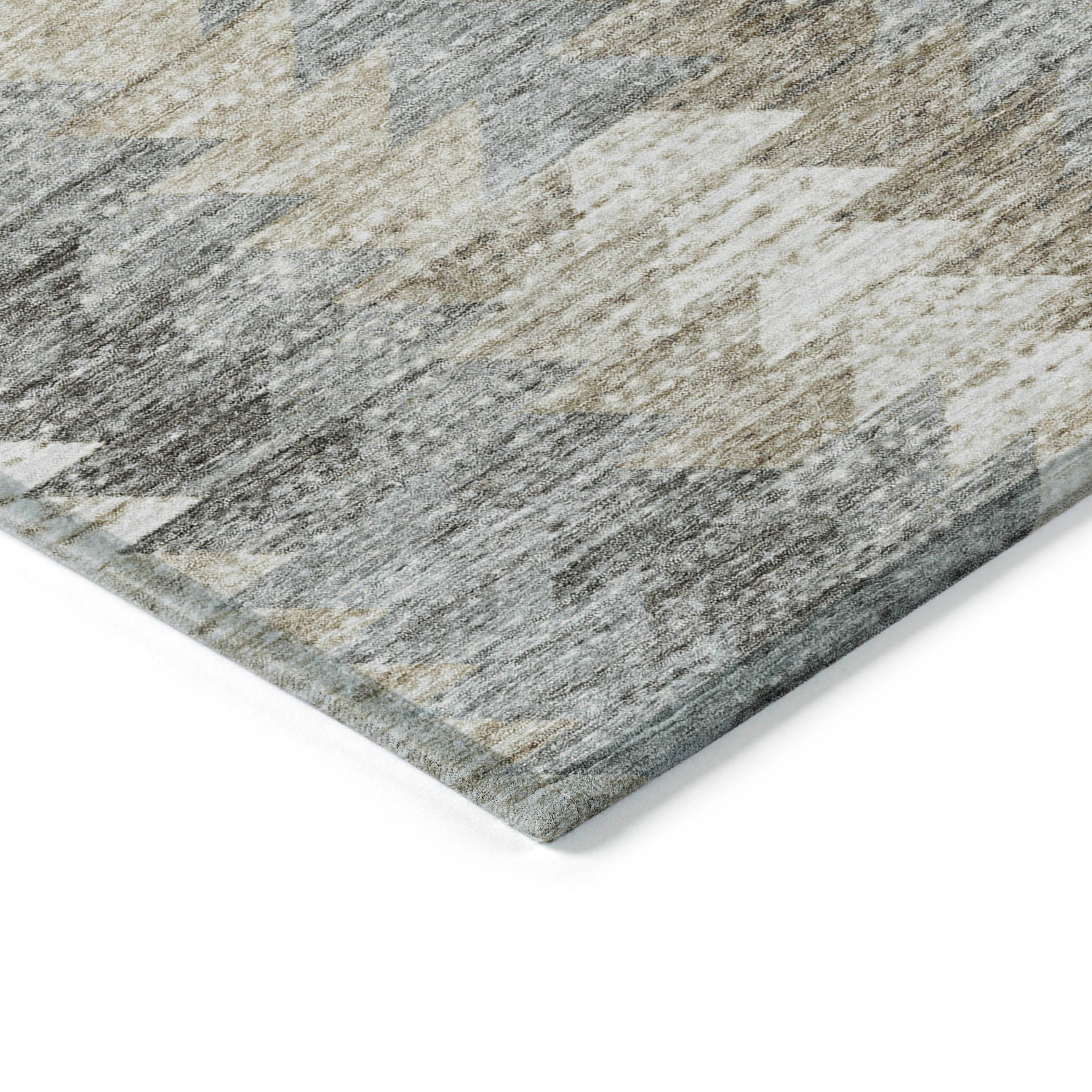 Angled Checks Taupe Washable Indoor-Outdoor Rug