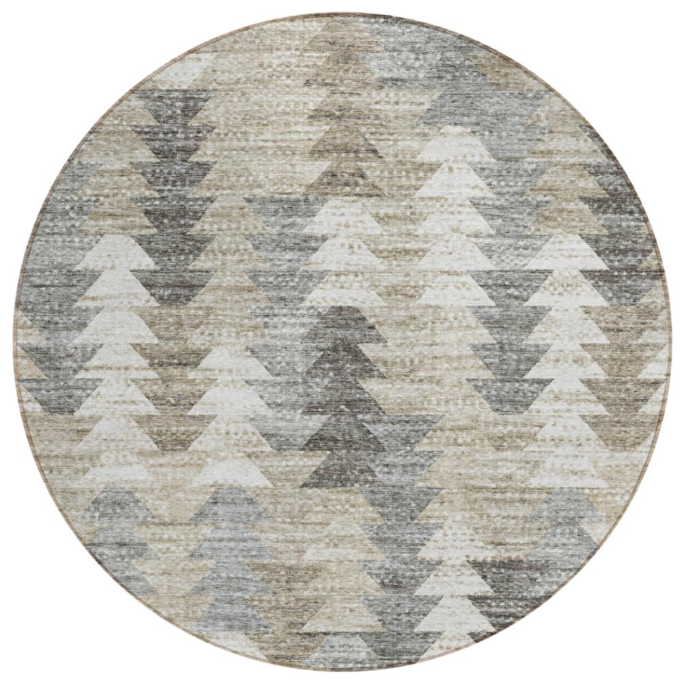 Addison Rugs Angled Checks Taupe Washable Indoor-Outdoor Rug