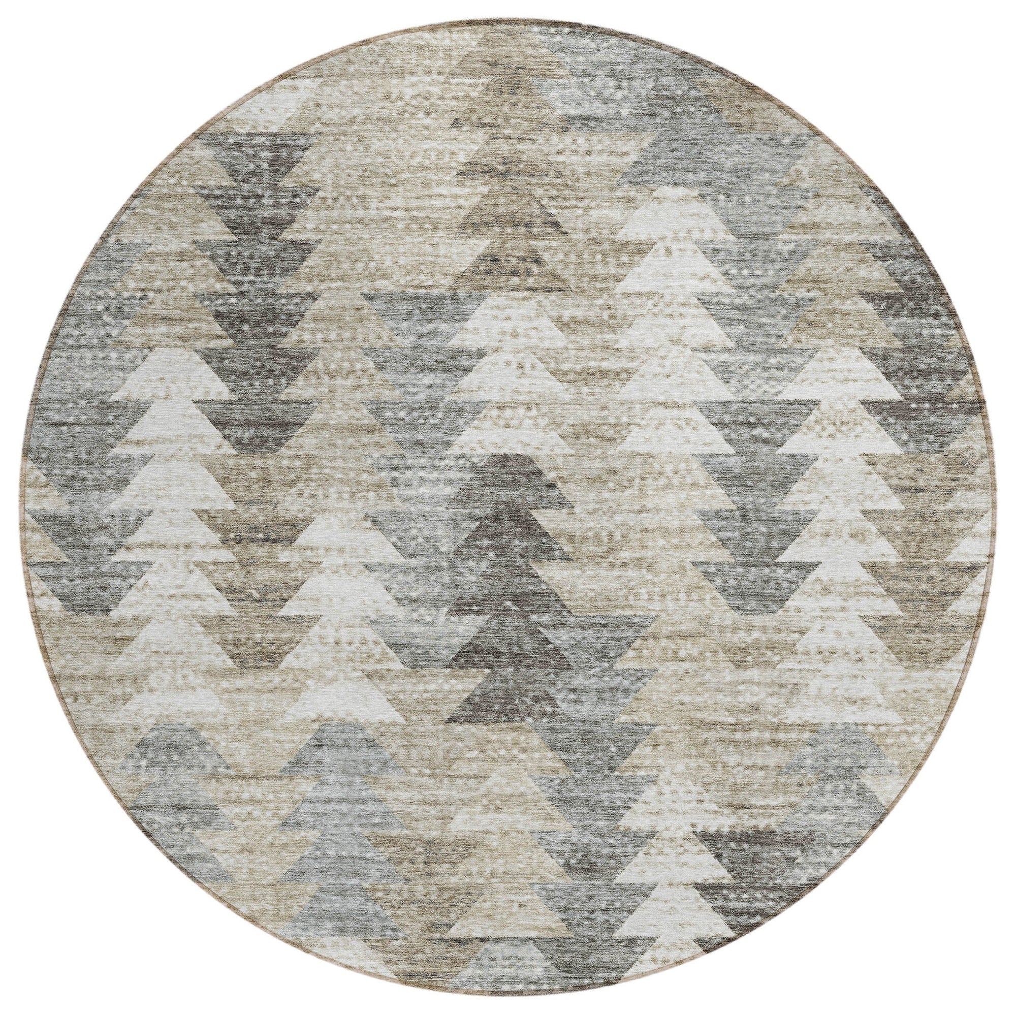 Addison Rugs Angled Checks Taupe Washable Indoor-Outdoor Rug