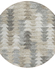 Angled Checks Taupe Washable Indoor-Outdoor Rug