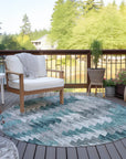 Angled Checks Teal Washable Indoor-Outdoor Rug