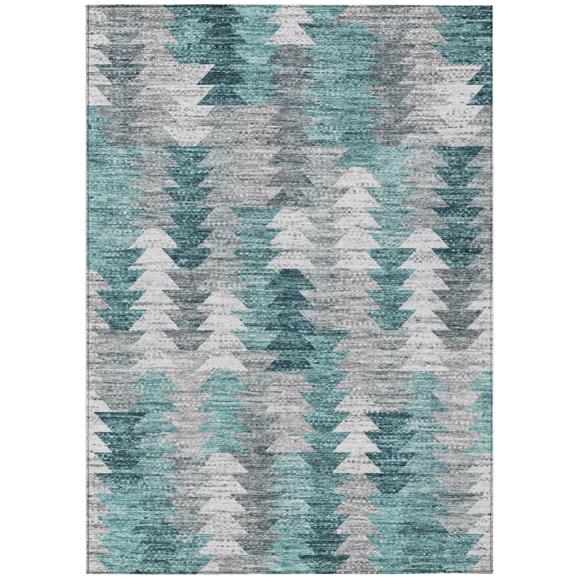 Addison Rugs Angled Checks Teal Washable Indoor-Outdoor Rug