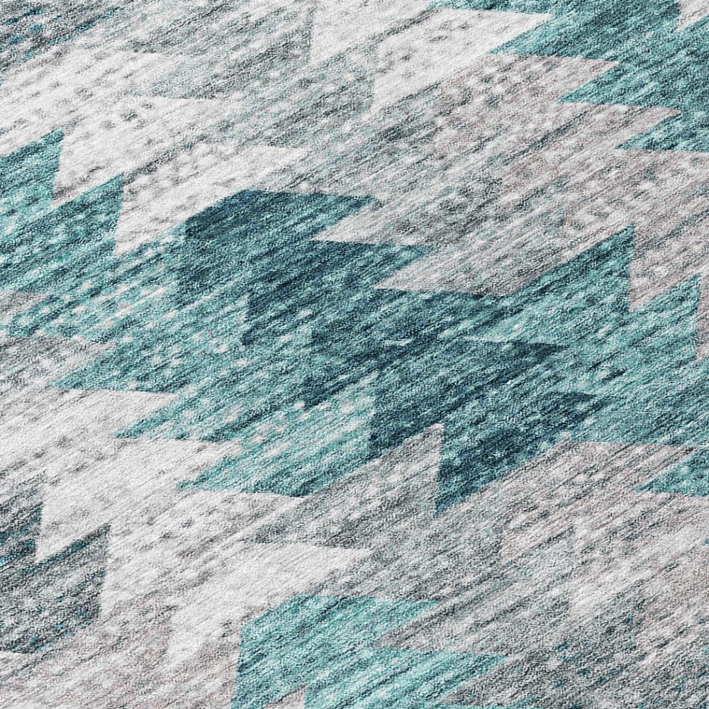 Addison Rugs Angled Checks Teal Washable Indoor-Outdoor Rug