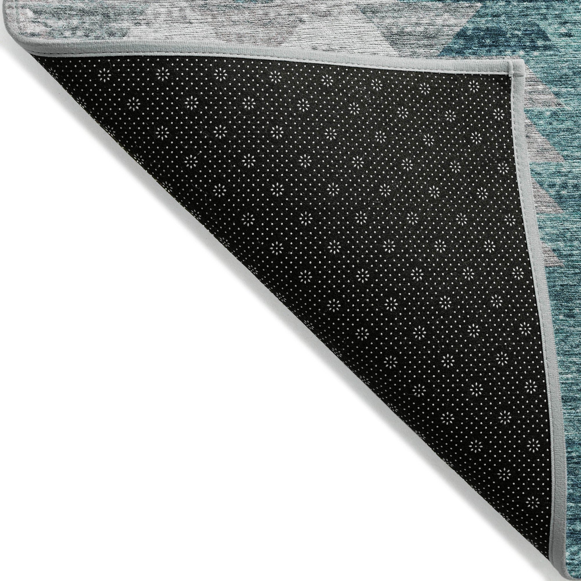 Addison Rugs Angled Checks Teal Washable Indoor-Outdoor Rug
