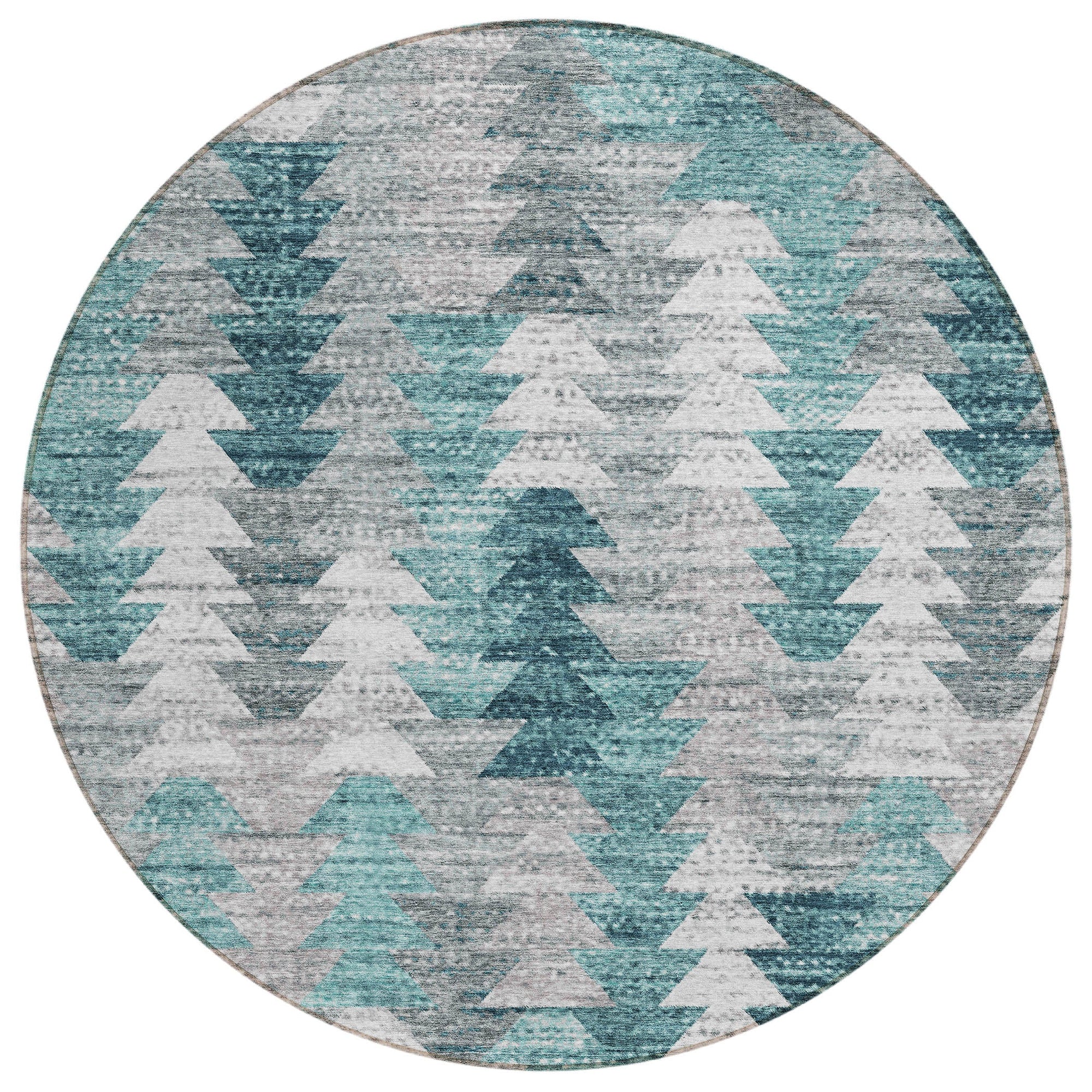 Addison Rugs Angled Checks Teal Washable Indoor-Outdoor Rug