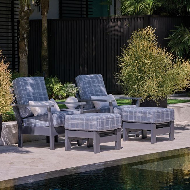 Telescope Antero Deep Seat Cushion Chair with Outdoor Ottoman 4PC Set