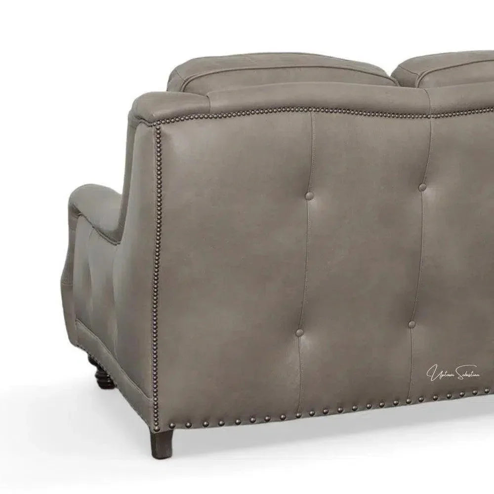 Bach Grey Leather Couch Benchmade In the USA -- view 5