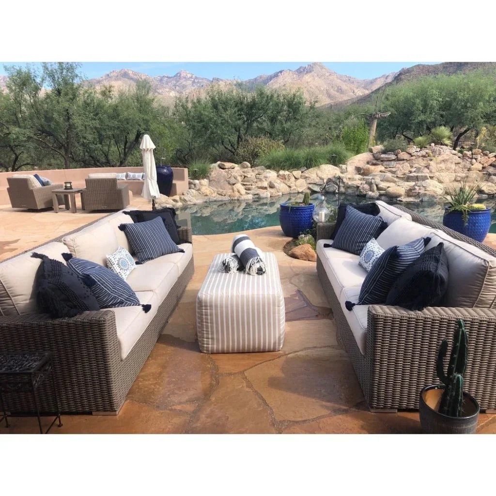 Bazaar Weatherproof Outdoor Ottoman-Outdoor Ottomans-Sunset West-LOOMLAN