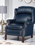 Sailor Navy Blue Leather Power Recliner