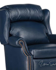 Sailor Navy Blue Leather Power Recliner