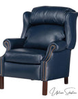 Sailor Navy Blue Leather Power Recliner