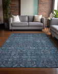 Bohemian Blue Washable Indoor-Outdoor Rug