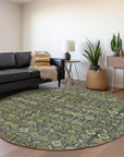 Bohemian Green Washable Indoor-Outdoor Rug