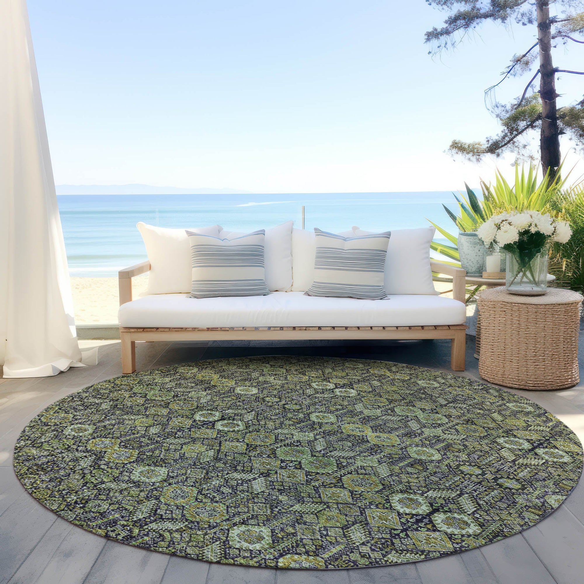 Addison Rugs Bohemian Green Washable Indoor-Outdoor Rug