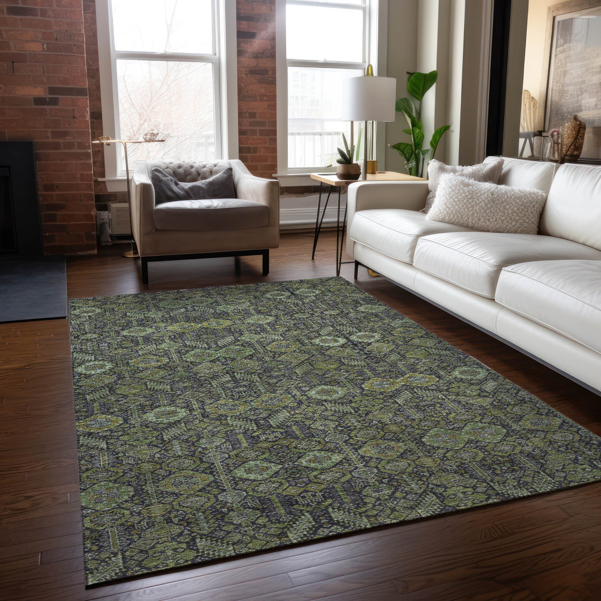 Addison Rugs Bohemian Green Washable Indoor-Outdoor Rug