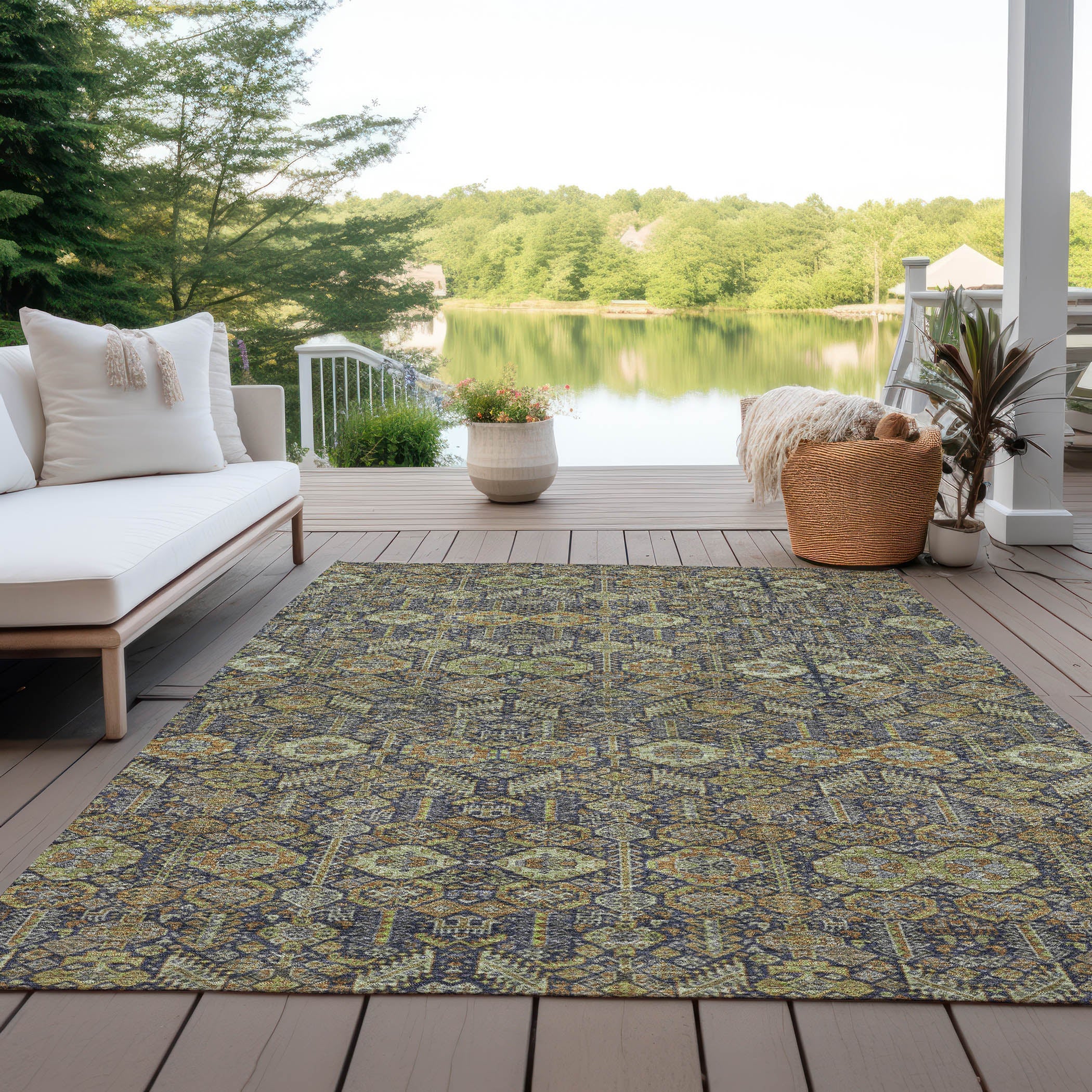 Bohemian Paprika Washable Indoor-Outdoor Rug