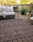 Bohemian Red Washable Indoor-Outdoor Rug