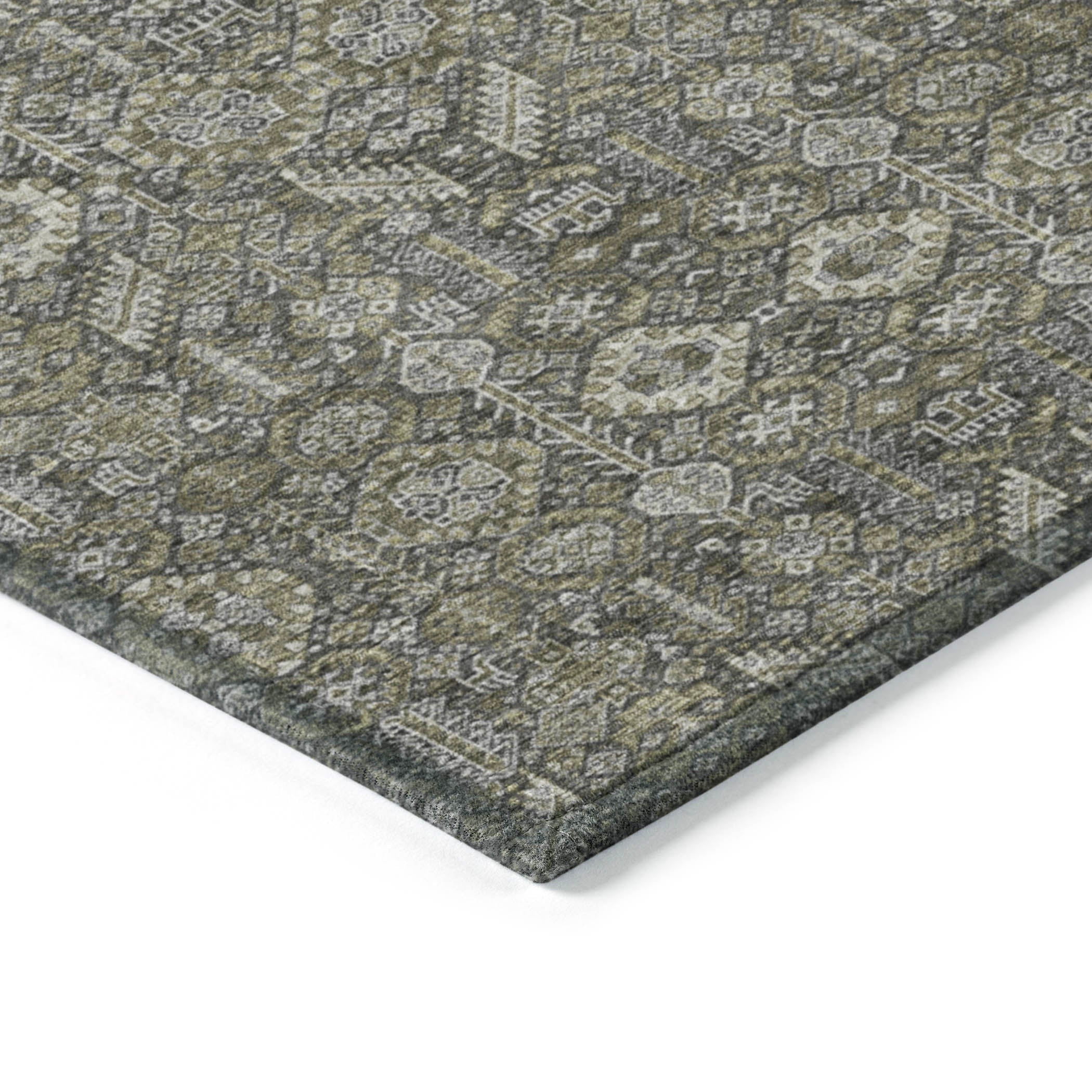 Bohemian Taupe Washable Indoor-Outdoor Rug