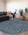 Bohemian Teal Washable Indoor-Outdoor Rug