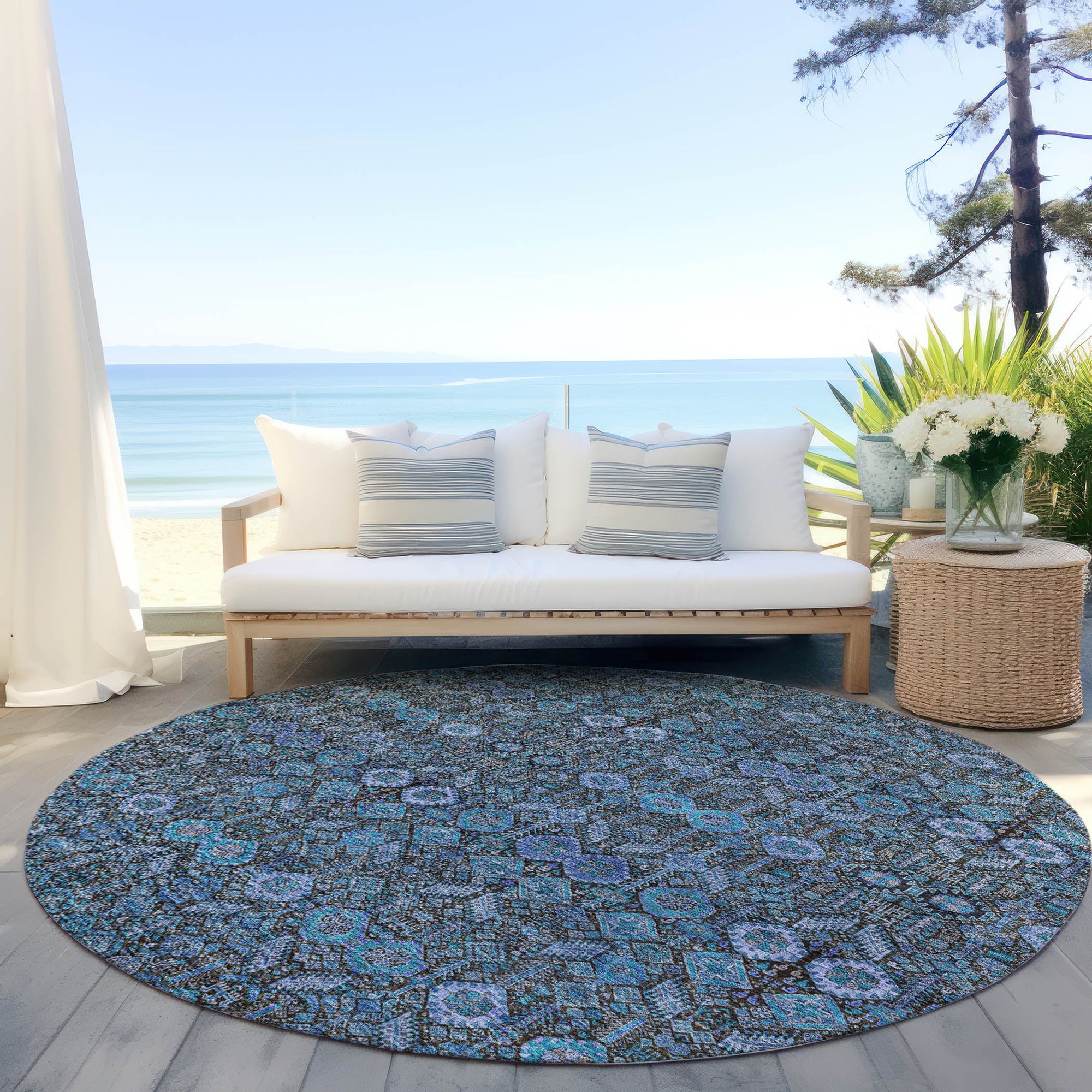 Addison Rugs Bohemian Teal Washable Indoor-Outdoor Rug