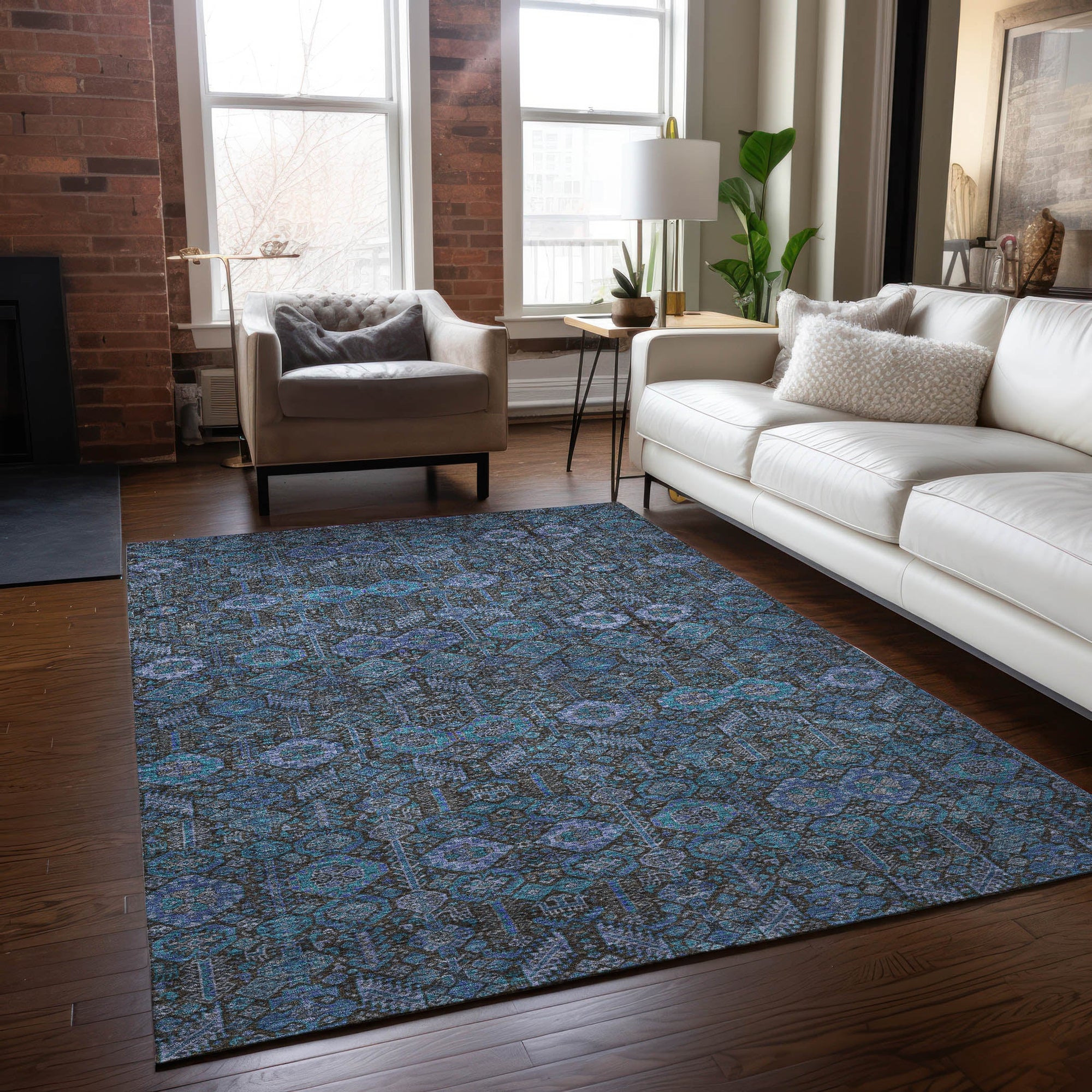 Addison Rugs Bohemian Teal Washable Indoor-Outdoor Rug