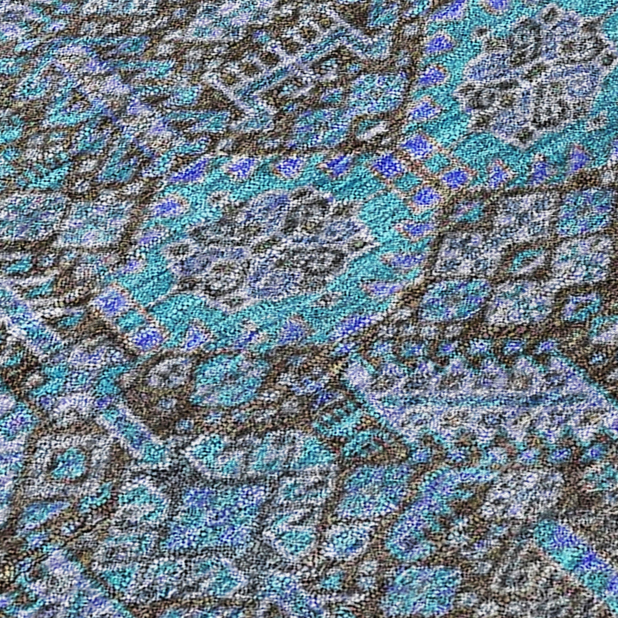 Bohemian Teal Washable Indoor-Outdoor Rug