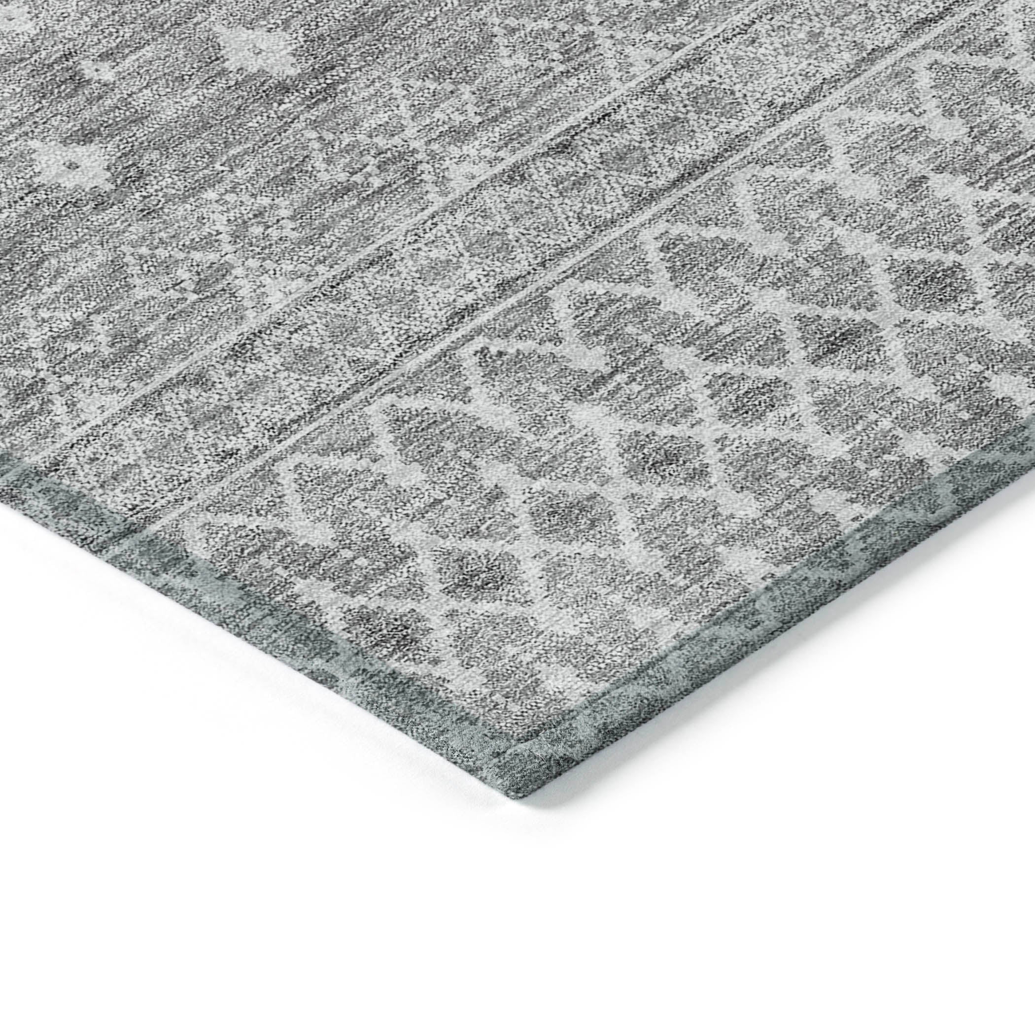Boho Grey Washable Indoor-Outdoor Rug
