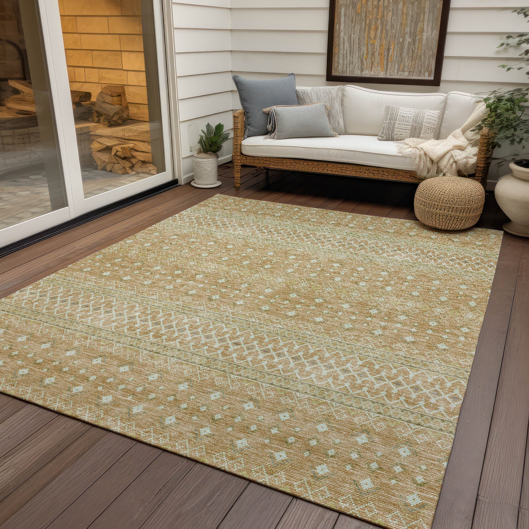 Boho Copper Washable Indoor-Outdoor Rug