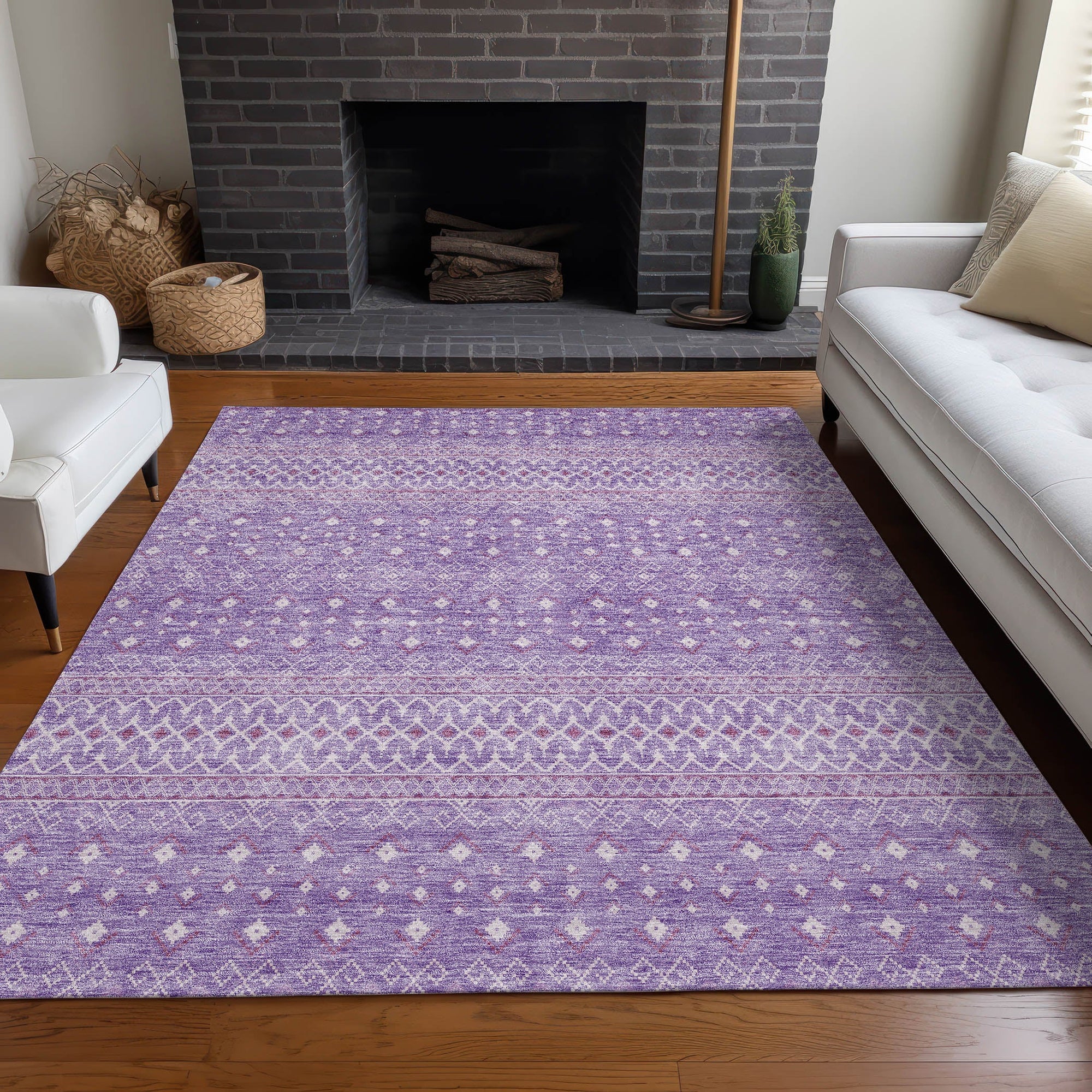 Addison Rugs Boho Purple Washable Indoor-Outdoor Rug
