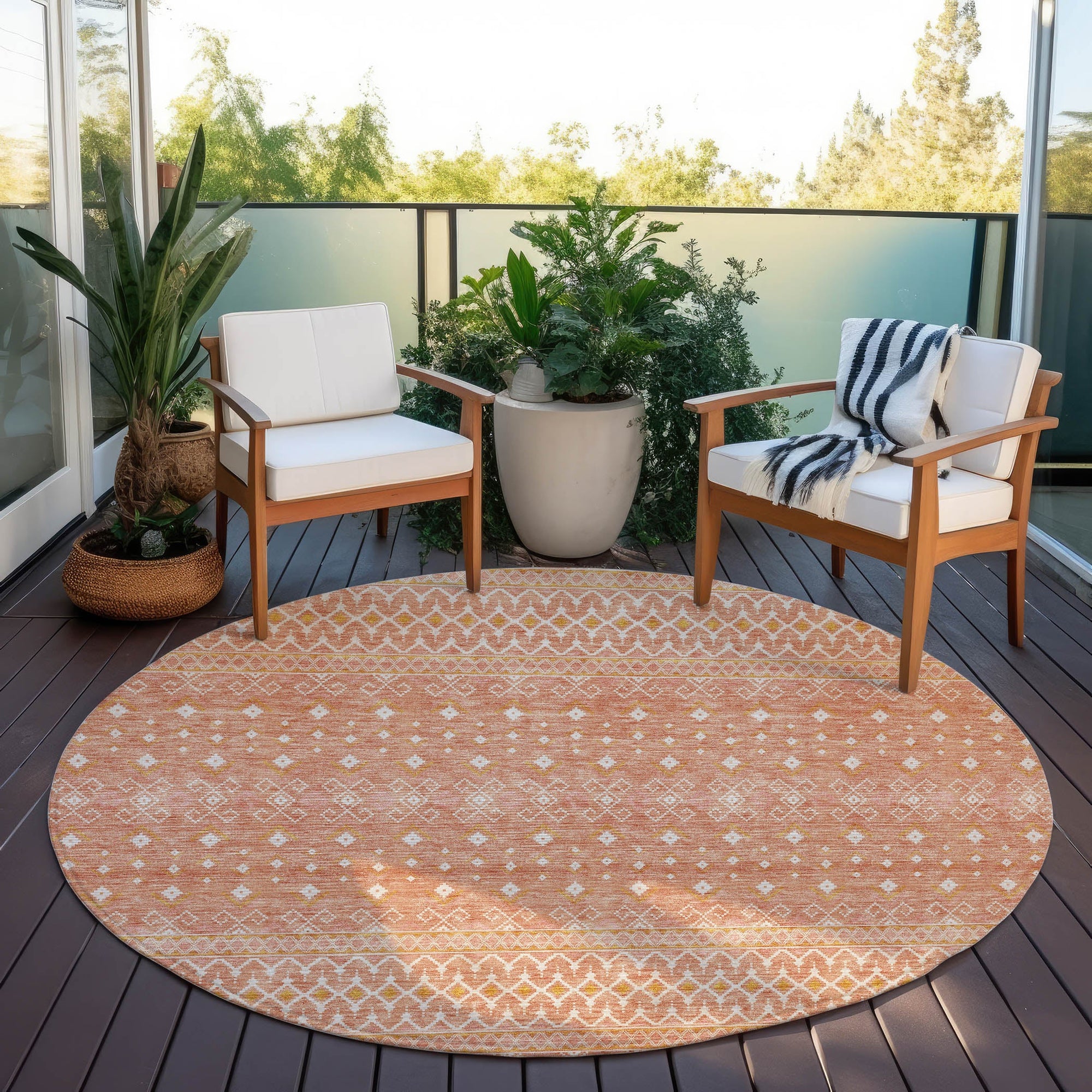 Addison Rugs Boho Salmon Washable Indoor-Outdoor Rug