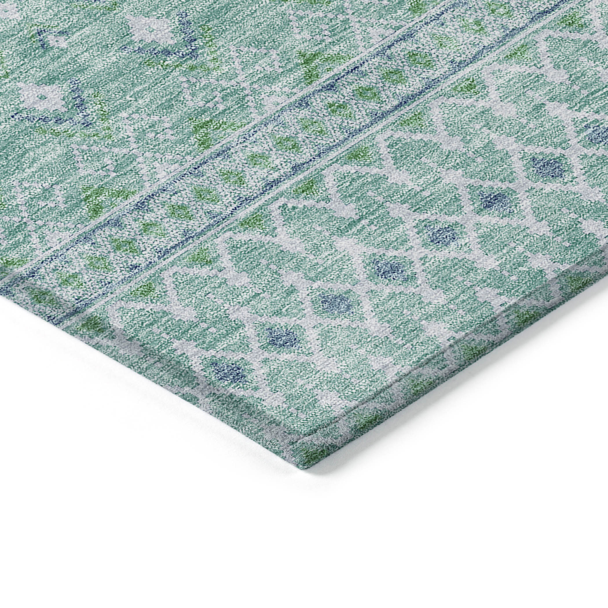 Boho Teal Washable Indoor-Outdoor Rug