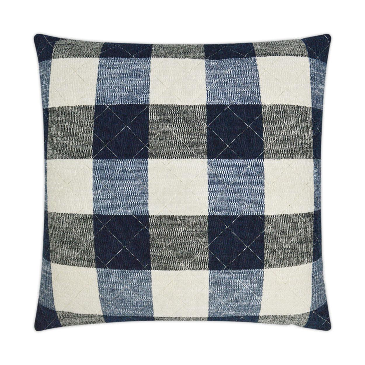D.V. Kap Buffalo Quilt Denim Blue Throw Pillow With Insert