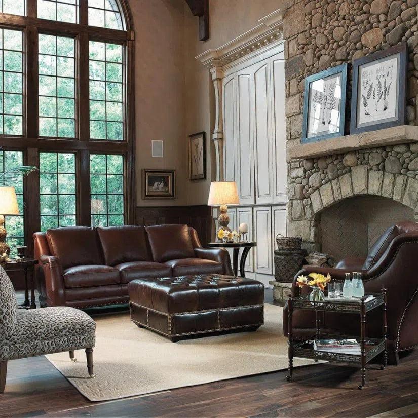 Chattam Dark Brown Leather Sofa Made the USA -- view 2