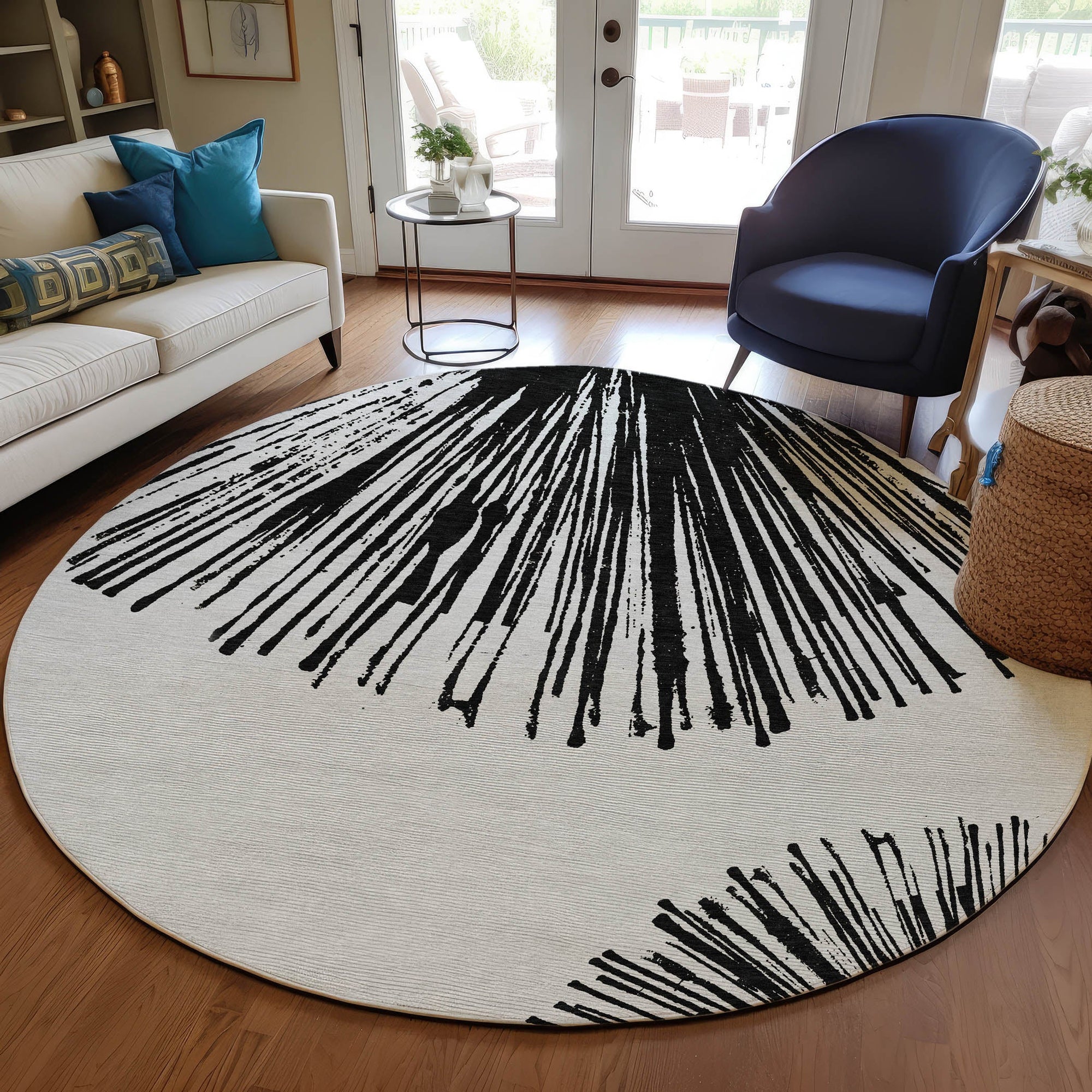 Addison Rugs Circles Black Washable Indoor-Outdoor Rug
