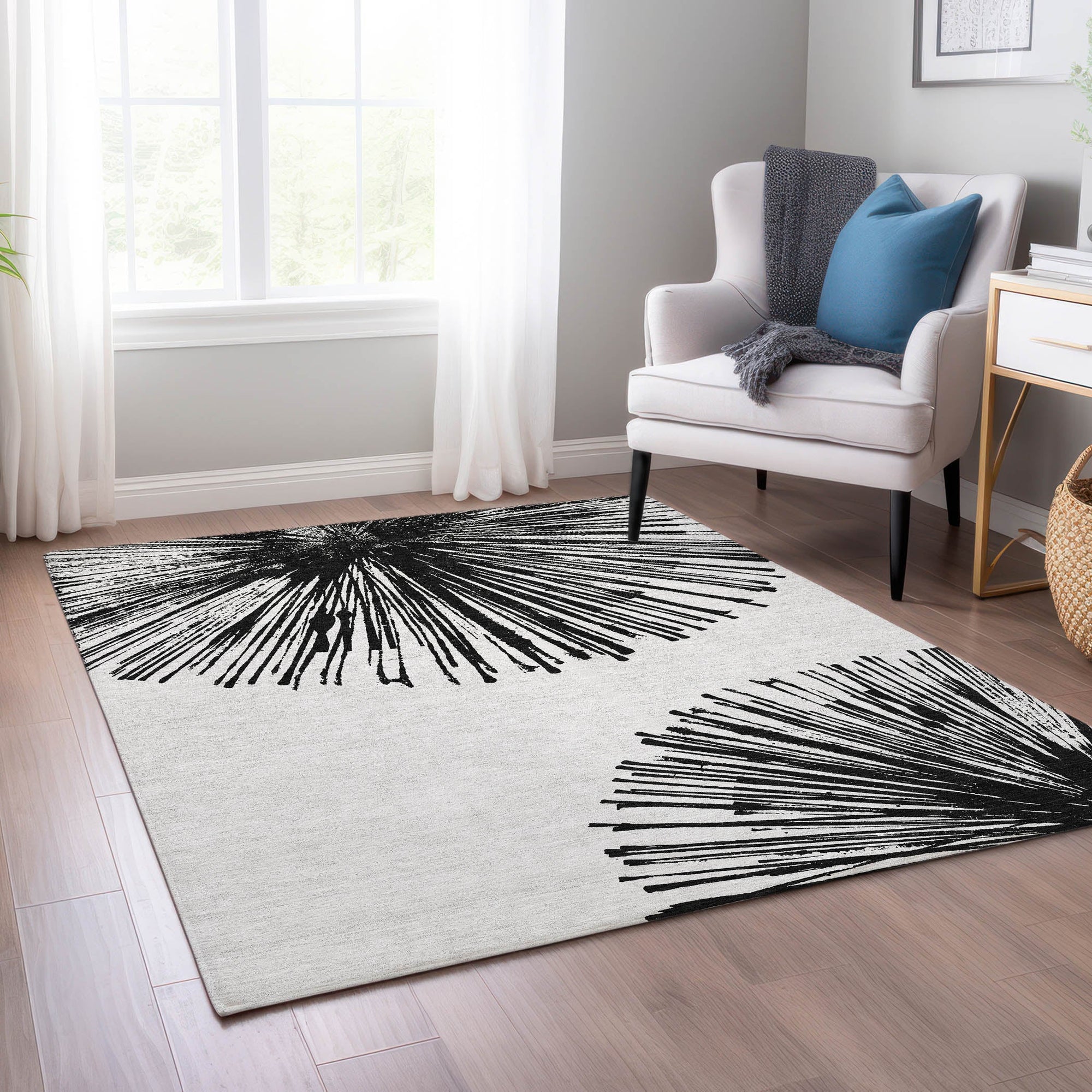 Addison Rugs Circles Black Washable Indoor-Outdoor Rug