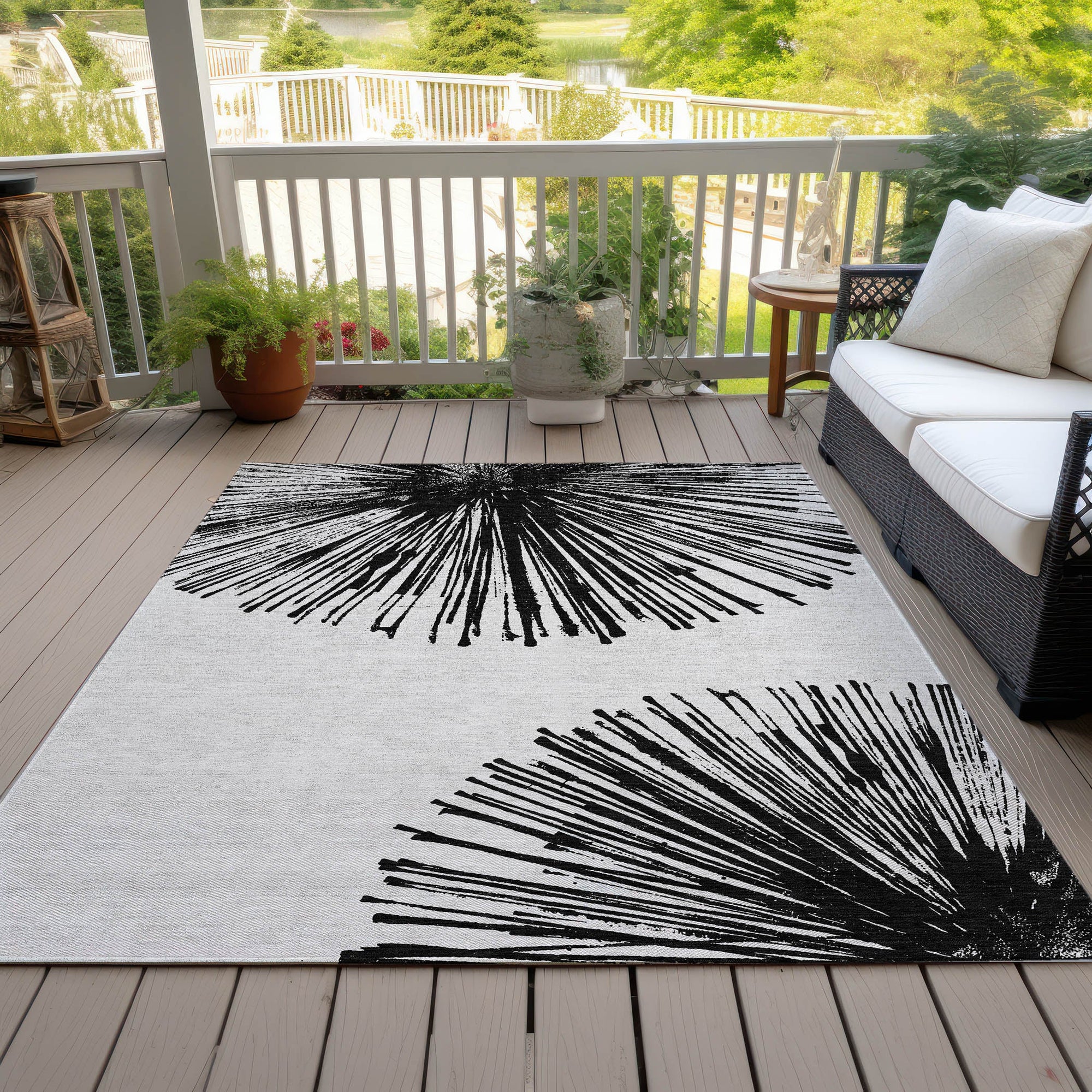 Addison Rugs Circles Black Washable Indoor-Outdoor Rug