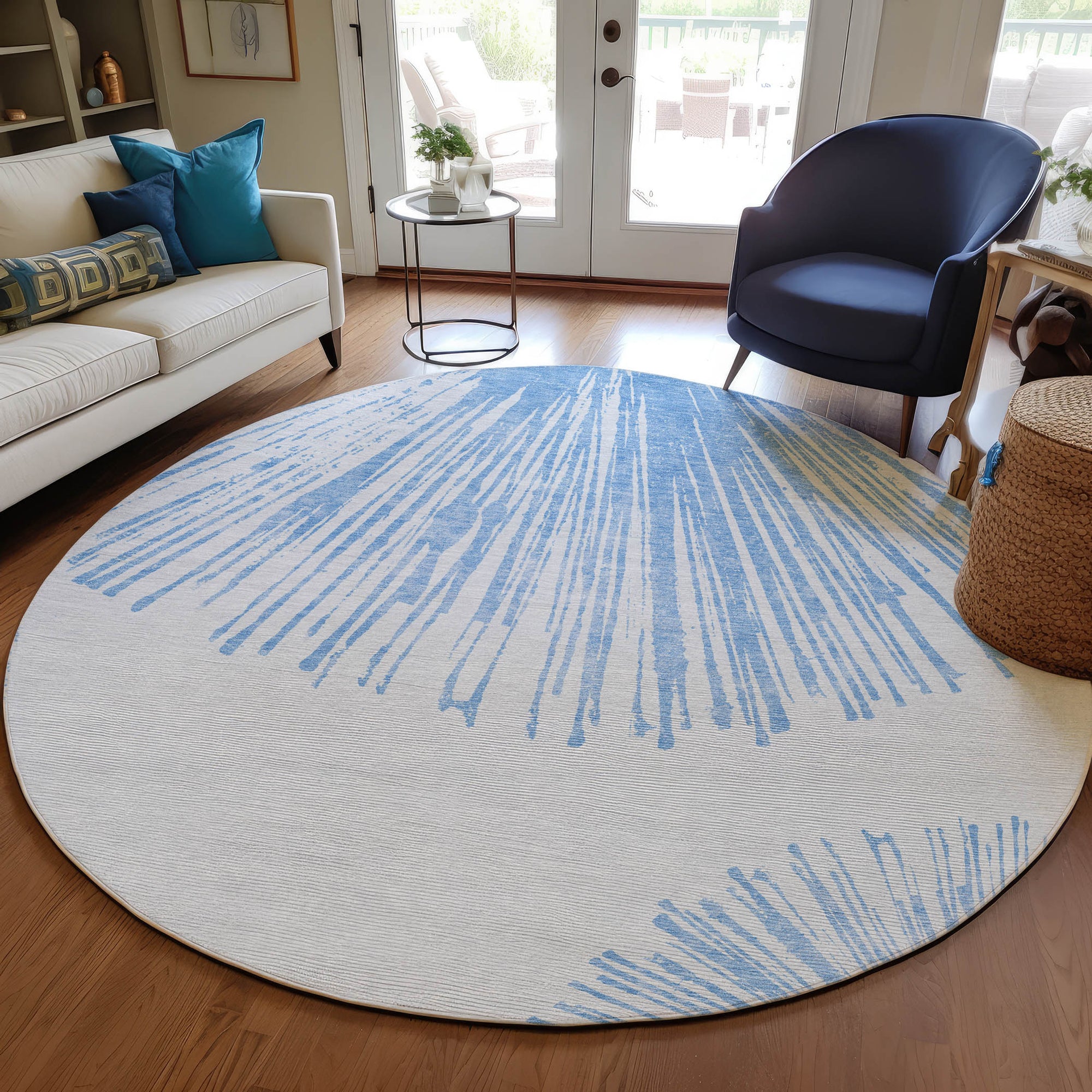 Addison Rugs Circles Blue Washable Indoor-Outdoor Rug