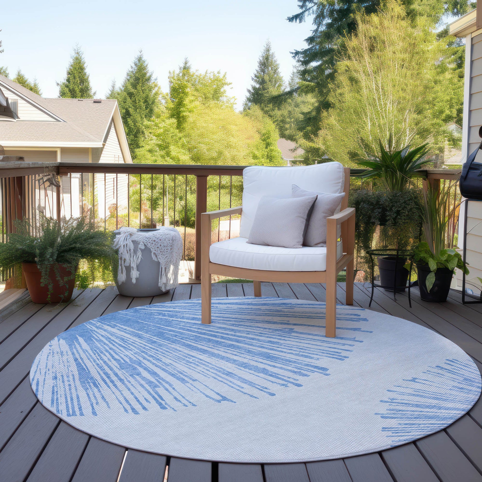 Addison Rugs Circles Blue Washable Indoor-Outdoor Rug